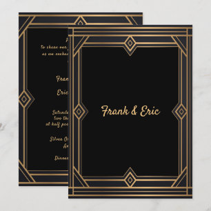 Black Gold Art Deco Gay/Lesben Einladung zur Hochz