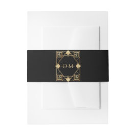 Black & Gold Art Deco Geometric Wedding Einladungsbanderole