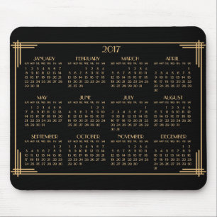 Black Gold Art Deco Kalender 2017 Mouse Pad Mousepad