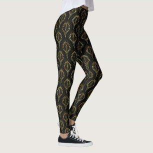 Black & Gold Art Deco Muster Leggings