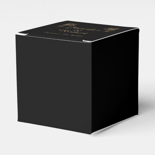 Black Gold Art Deco Pfauenhochzeit Geschenkschachtel (Vorderseite)