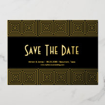 Black & Gold Art Deco Save the Date Inspiriert