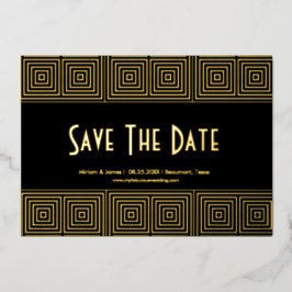 Black & Gold Art Deco Save the Date Inspiriert Folieneinladung