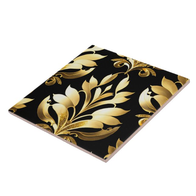 Black Gold Art Deco Trendy Collection Fliese (Seite)