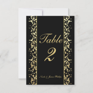 Black & Gold Babys Breath Mariage Cartes de table