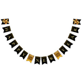 Black Gold Ballon Happy New Year Party Wimpelkette