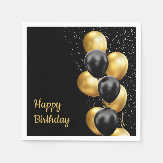 Black Gold Balloon Chic Serviette (Vorderseite)