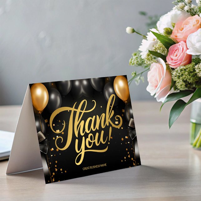 Black Gold Balloons Business Danke Karte (Black Gold Balloons Business Thank You card)