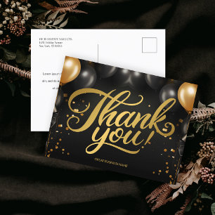 Black Gold Balloons Business Vielen Dank Postkarte