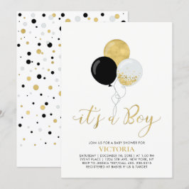 Black & Gold Balloons | Es ist eine Baby-Dusche Einladung
