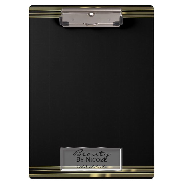 Black Gold Band Elegantes Chic Glam Personalisiert Klemmbrett (Vorderseite)