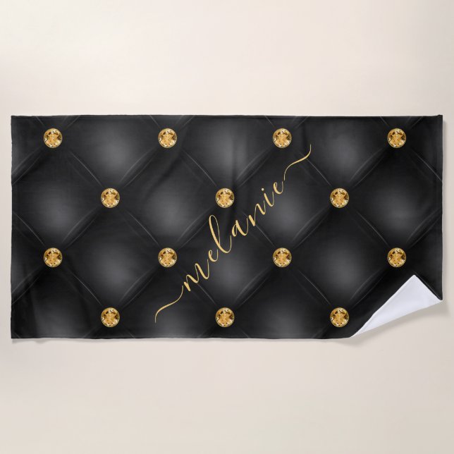 Black Gold Beach Handtuch mit Individuelle Name (Vorderseite)