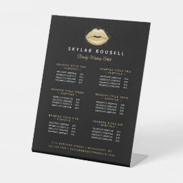 Black & Gold Beauty Lips Luxus Service Preise Sockelschild