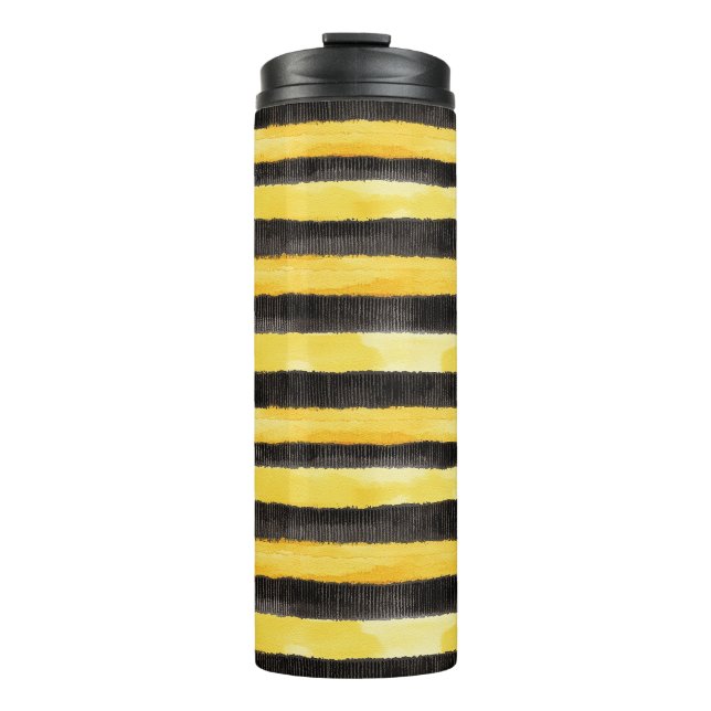 Black Gold Bee Streifen gelb Thermosbecher (Vorderseite)