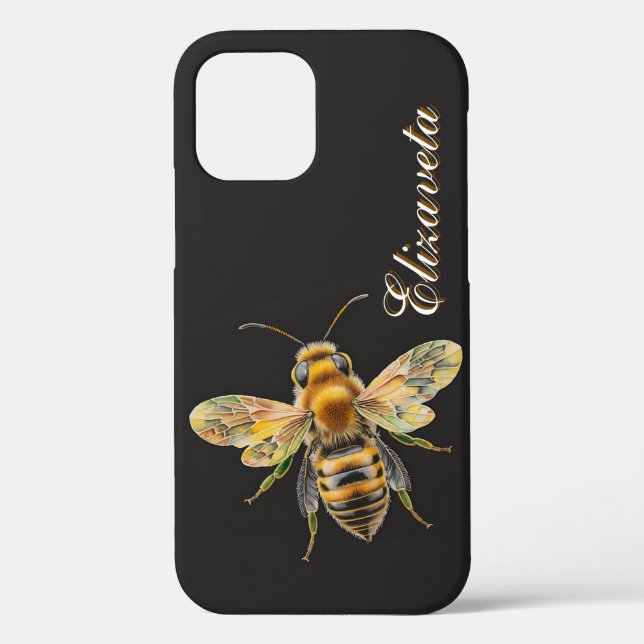 Black Gold Bee Summer Name Case-Mate iPhone Hülle (Rückseite)