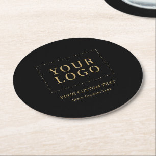 Black & Gold   Benutzerdefiniertes Firmenlogo Werb Runder Pappuntersetzer