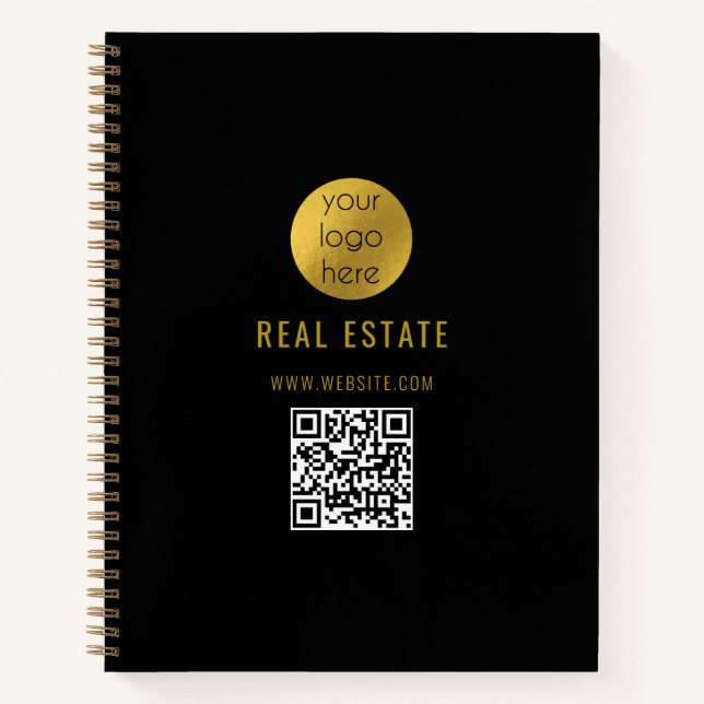 Black Gold Beruflich Real Anwesen Agent Business Notizbuch (Vorderseite)