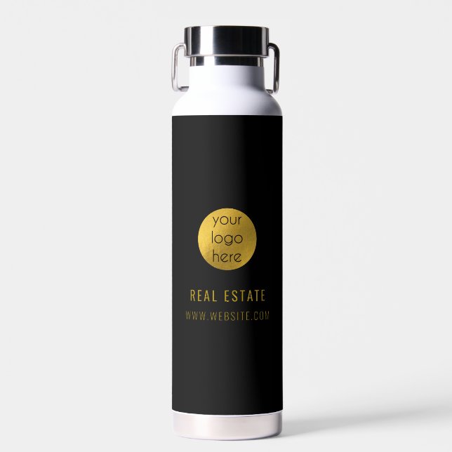 Black Gold Beruflich Real Anwesen Agent Business Trinkflasche (Vorne)
