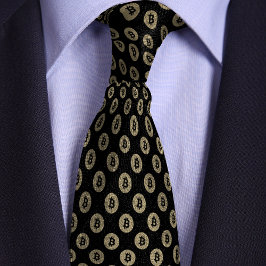 Black & Gold Bitcoin Crypto Coin Muster Krawatte
