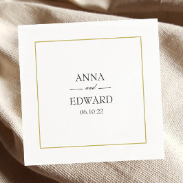 Black Gold Block Brie and Groom Wedding Napkins Serviette