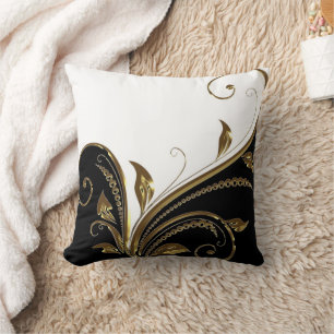 Black Gold Blühend Mojo Throw Kissen
