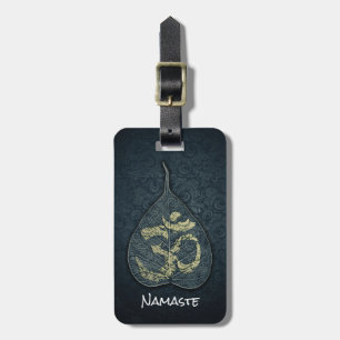 Black & Gold Bodhi Leaf OM Symbol YOGA Instructor Gepäckanhänger