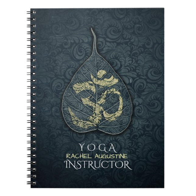 Black & Gold Bodhi Leaf OM Symbol YOGA Instructor Notizblock (Vorderseite)