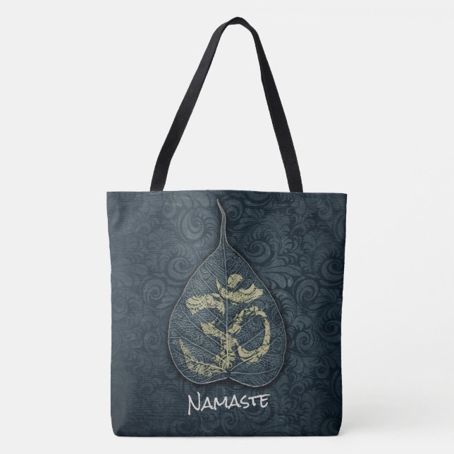 Black & Gold Bodhi Leaf OM Symbol YOGA Instructor Tasche (Vorderseite)