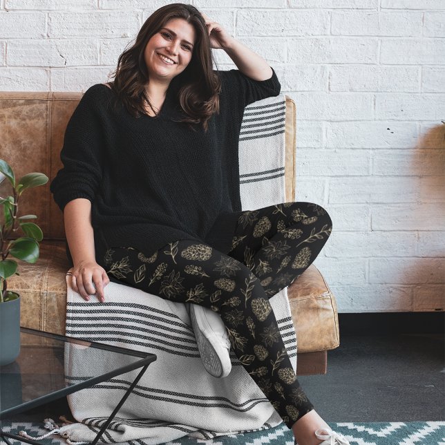 Black Gold Bohemische Weihnachts Pajama Pants Leggings (Von Creator hochgeladen)
