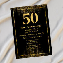 Black Gold Border Glitzer Moderner 50. Geburtstag