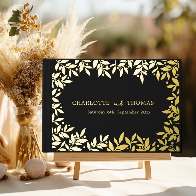 Black gold botanical wedding  gästebuch (Von Creator hochgeladen)