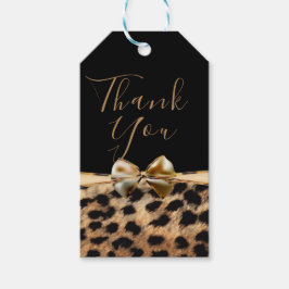 Black Gold Bow Leopard Cheetah Animal Print Gefall Geschenkanhänger