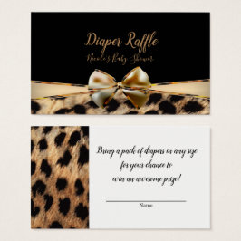 Black Gold Bow Leopard Cheetah Baby Shower Raffle