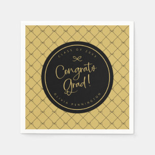 Black Gold Bows Glückwunschs Grad Graduierungspart Serviette