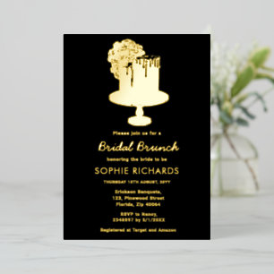 Black Gold Bridal Brunch Luncheon Foil Invitation