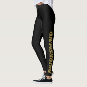 Black Gold Bridesmaid Fett Custom Wedding Party Leggings