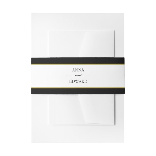 Black Gold Bridge und Groom Wedding Bands Einladungsbanderole (Vorderseite Beispiel)