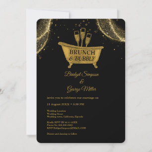 Black Gold Brunch & Bubbly Wedding Einladung
