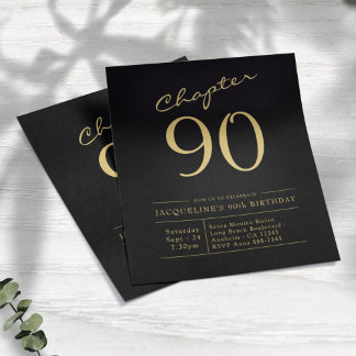 Black Gold Budget 90. Geburtstag Einladung Flyer