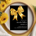 Black Gold Bug Luxus Sweet 16 Einladung<br><div class="desc">Klassischer schwarzer Hintergrund,  mit einem großen goldenen Bogen dekoriert. Personalisieren und fügen Sie einen Namen und Party-Details hinzu.</div>