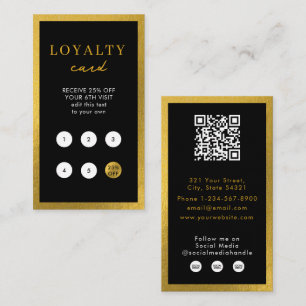 Black Gold Business Einfache QR Code Loyalität Visitenkarte