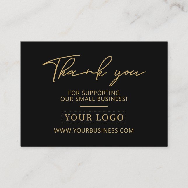Black & Gold Business-Logo Vielen Dank für Ihre Pr Visitenkarte (Vorderseite)