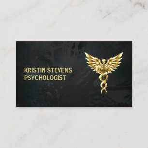 Black Gold Caduceus Symbol Medical Visitenkarte