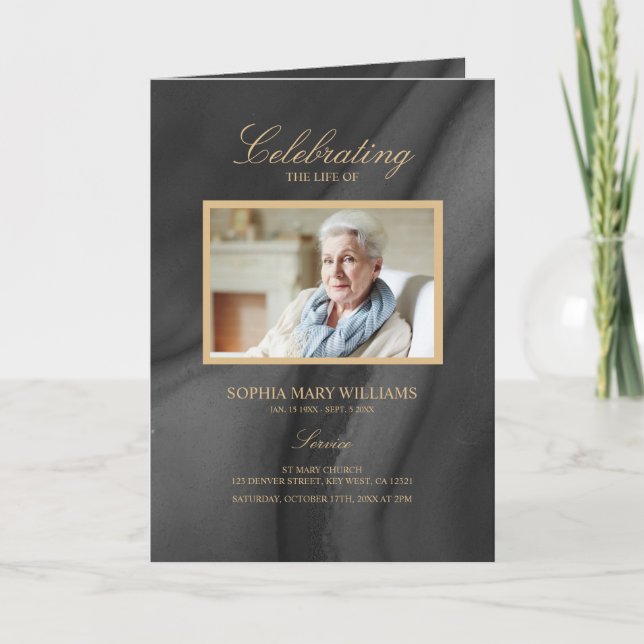 Black & Gold Calligraphy Memorial Programme (Devant)