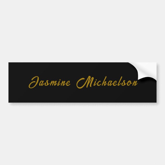 Black & Gold Calligraphy Minimalist Own Name Autoaufkleber (Vorne)