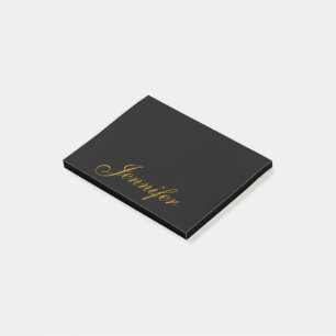 Black Gold Calligraphy Script Personalisiert Post-it Klebezettel