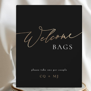 Black Gold Calligraphy Wedding Welcome Bags Sign Fotoplatte