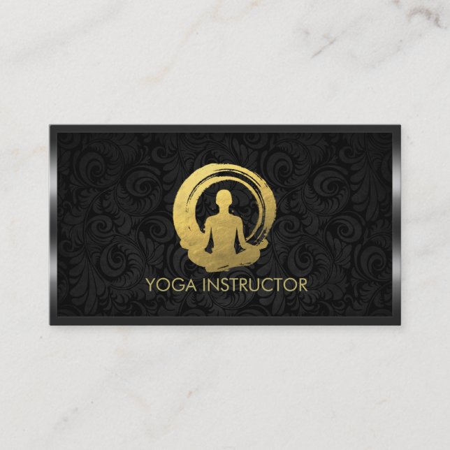 Black Gold Calligraphy Yoga Meditation ZEN Symbol Visitenkarte (Vorderseite)