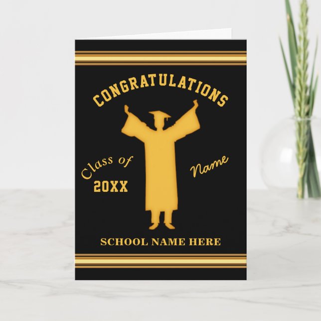 Black Gold, Cartes de Graduation Personnalisées po (Devant)