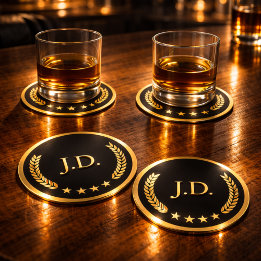 Black & Gold Casino – Junggeselle oder 40. Geburts Runder Pappuntersetzer